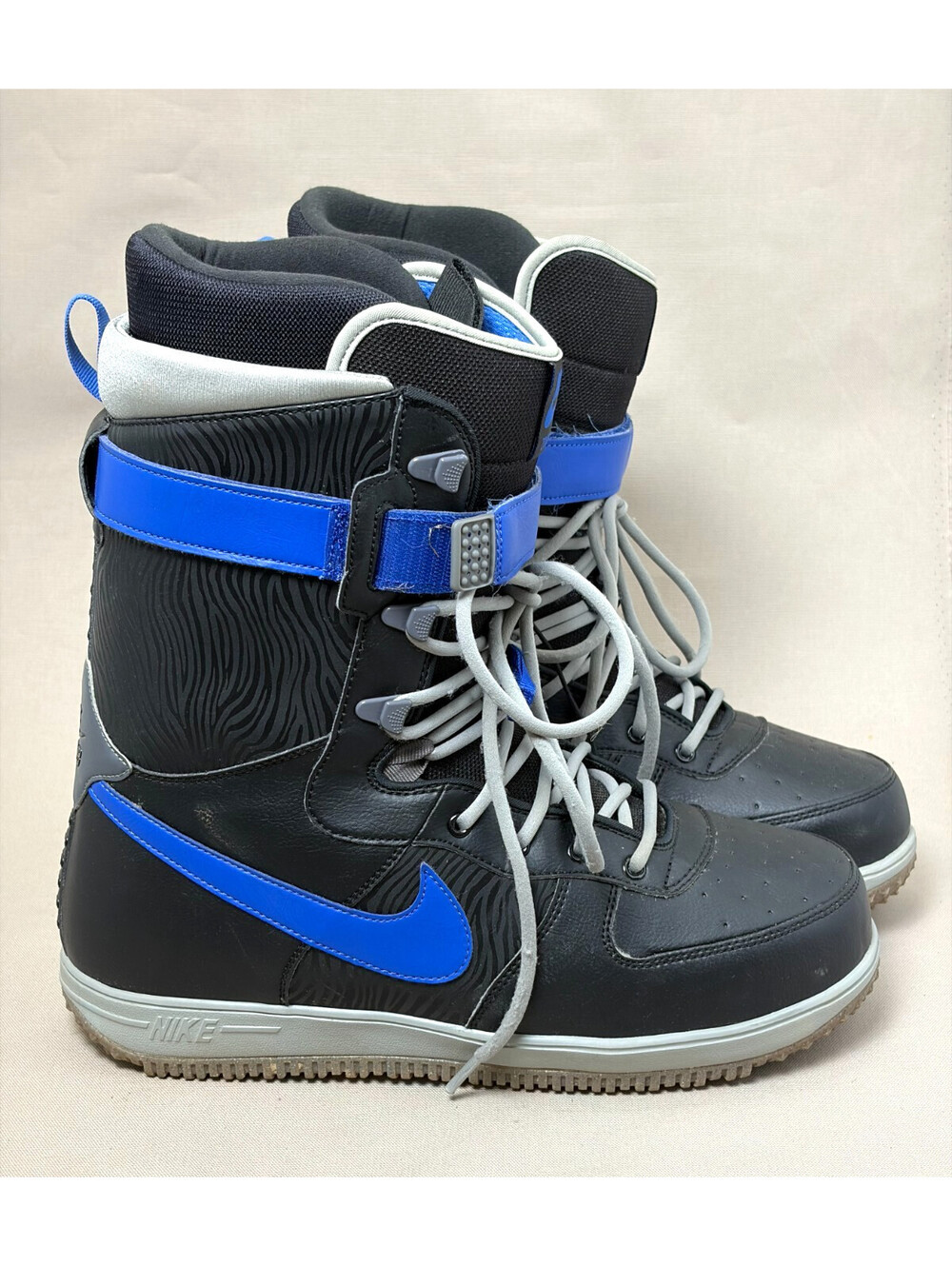 Nike SB Zoom Force 1 Snowboard Boots Mens 12 Black Royal Blue 334841-008 AF1